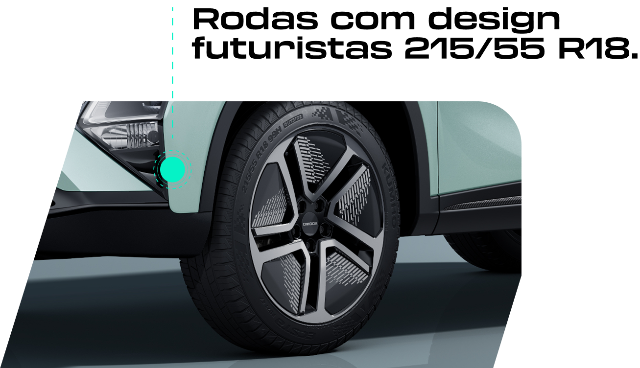 Rodas com design futuristas 215/55 R18.